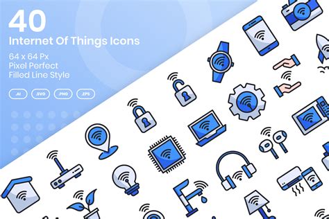 Internet Of Things Icons Filled Line Graphic By Kmgdesignid