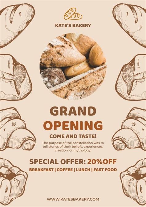 Hand Drawn Kate S Bakery Opening Flyer Bakery Branding Design Bakery