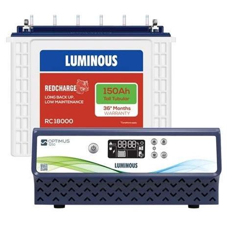 Luminous Optimus 1250 Inveter Rc 18000 150ah Tubular Battery At Rs