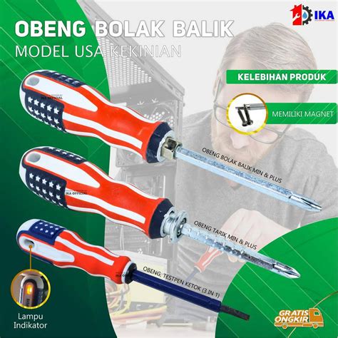 Jual Obeng Bolak Balik Usa Amerika Inch Obeng Plus Minus Termurah