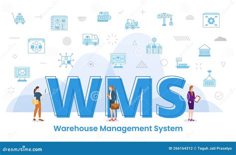 wms warehouse management concept  big words  people surrounded