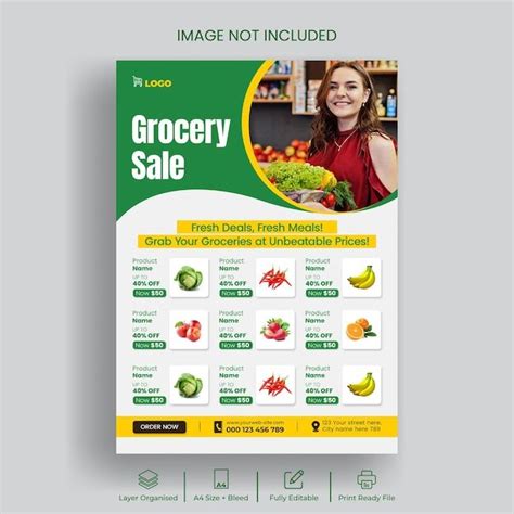 Premium Psd Supermarket Flyer And Grocery Sale Flyer Template Design