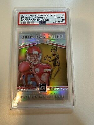 Patrick Mahomes 2017 Panini Donruss Optic Rookie Gridiron Kings PSA 10