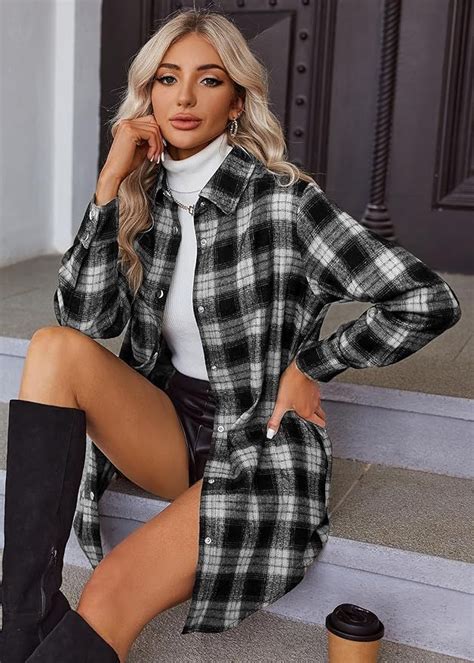 Zeagoo Flannel For Women 2023 Fall Fashion Long Sleeve Plaid Button