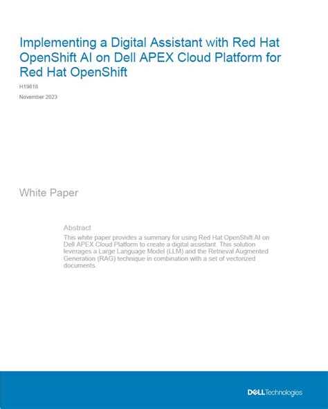 Implementing A Digital Assistant With Red Hat Openshift Ai On Dell Apex