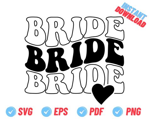 Bride Pngsvg Retro Wavy Svg Wedding Svg Bridal Party Svg Bride