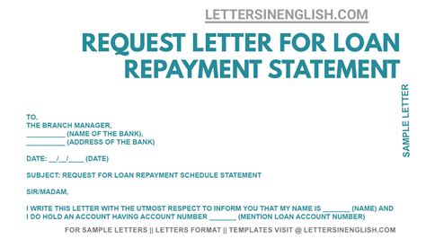 Request Letter For Loan Repayment Schedule Statement Sample Letter To