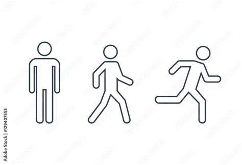 Man Stands Walk And Run Icon Set People Symbol Vector Illustration