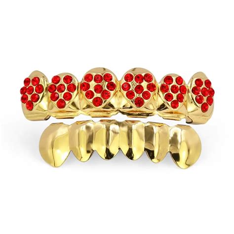 Aliexpress Buy Topgrillz Red Cz Stones Gold Color Plated Hip Hop