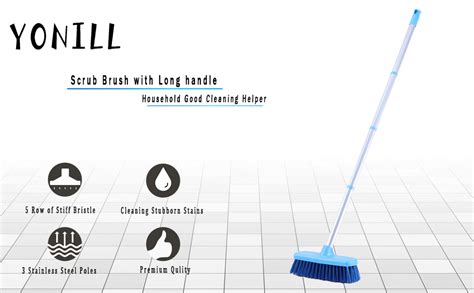 Yonill Deck Brush With Long Handle Floor Scrub Brushes