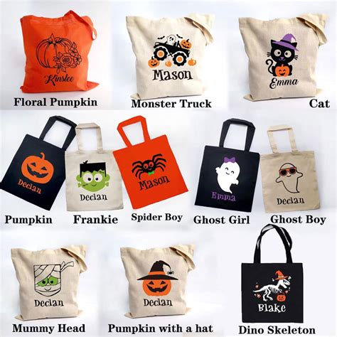 Personalized Halloween Bag, Cute Pumpkin Spider Ghost Bag for Kids ...