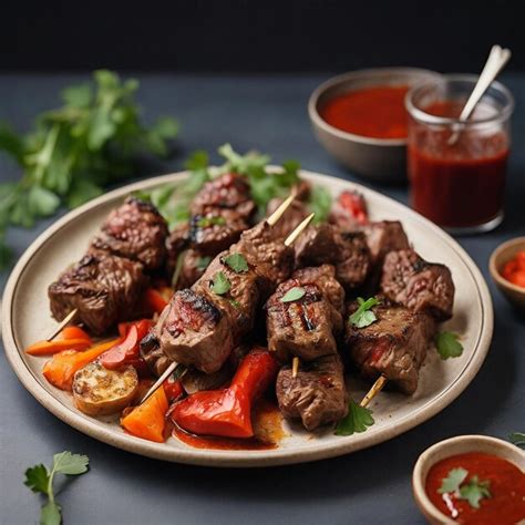 Premium Photo Kebabs Grilled Meat Skewers Shish Kebab With Vegetables