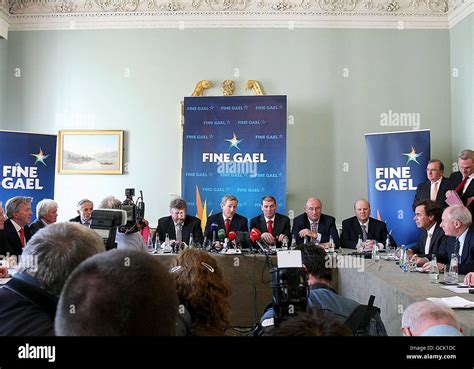 Fine Gael leader Enda Kenny (centre) unveils his new frontbench team at ...