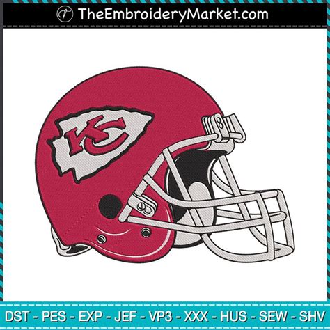 KC Varsity Football Helmets Embroidery Designs File Kansas City Chiefs