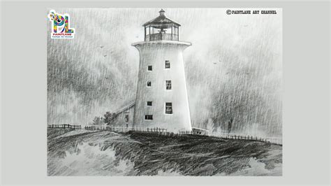 How To Draw Lighthouse In Raining For Beginners With Step By Step