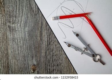 Technical Drawing Compass Pencil Steel Rule Stock Photo 1152958415 ...