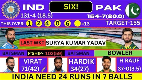 India Vs Pakistan Score And Commentary Pak Vs Ind T20 World Cup