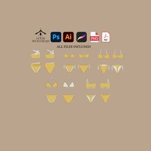Set Bikini Swimsuit Tech Pack Template Swimsuit Blank Vector Tech Pack Illustrator Streetwear