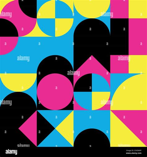 Abstract geometric retro design. Vector seamless pattern in CMYK colors ...