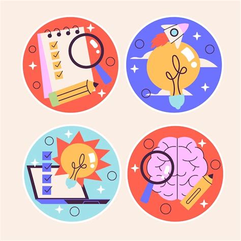 Free Vector Naive Thinking Stickers Collection