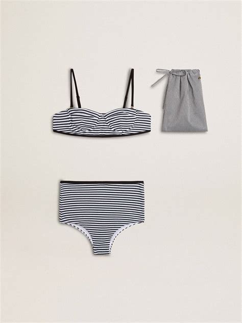 Bikini Tipo Balconette Con Rayas Irregulares Golden Goose