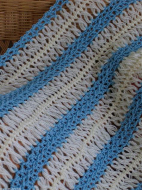 Crocheted Baby Blanket Hairpin Lace Afghan Coverlet