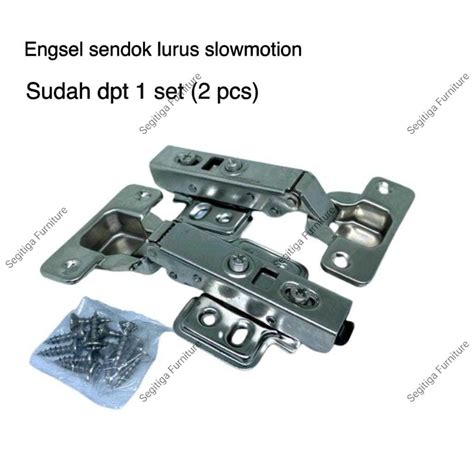 Jual 1 SET Engsel Sendok Slow Motion Soft Close Hidrolik Clip On LURUS