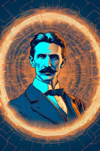 Nikola Tesla energia em torno dele como uma ilustração de portal