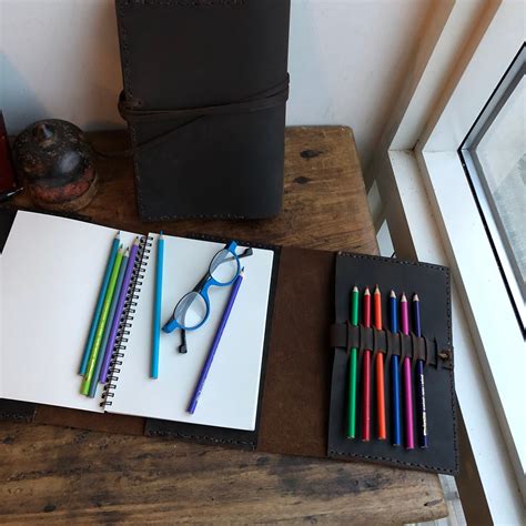 Custom Sketchbook Refillable Notebook Pencil Holder Handmade