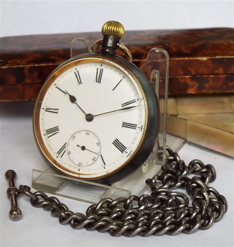 Antiques Atlas Antique Gun Metal Omega Pocket Watch And Chain