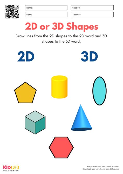 Identify 2D and 3D Shape Worksheet for Kindergarten - Kidpid