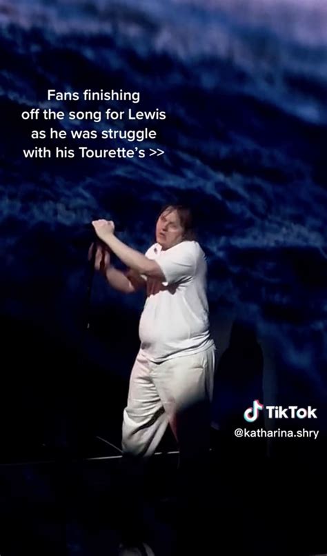 Lewis Capaldi fans help as he fights Tourette's symptoms on stage