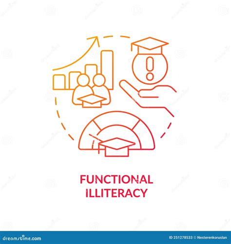 Icono De Concepto De Degradado Rojo De Analfabetismo Funcional