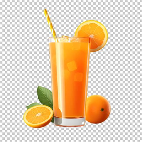 Premium Psd A Cup Of Orange Juice With Slices Orange On Transparent