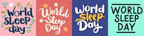 Premium Vector | Collection of text banners World Sleep Day Handwriting ...