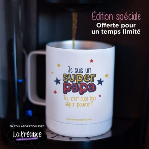 Tasse Isolante Super Papa Minimo Motivation Ludique