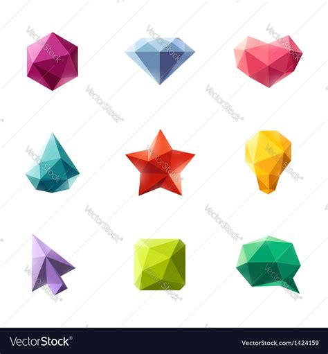 Polygonal Geometric Figures Set Elements Vector Image