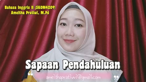 Sapaan Pendahuluan Bahasa Inggris II Online Tutorial UT YouTube