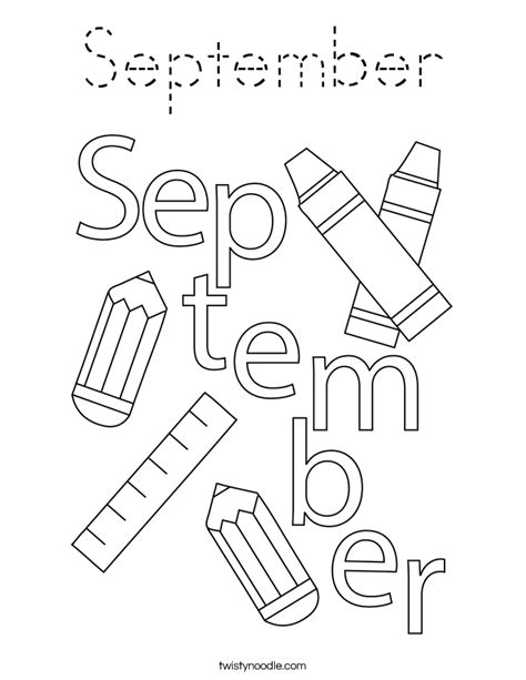 September Calendar Coloring Page