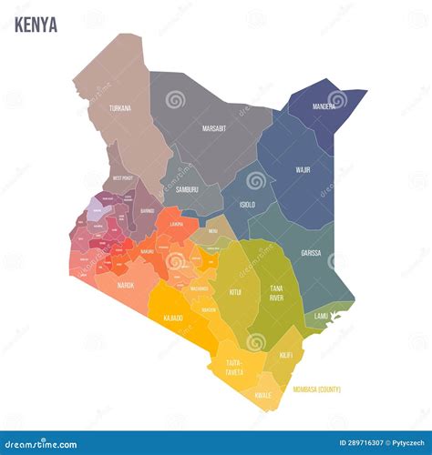 Kenya Political Map Of Administrative Divisions Stock Image