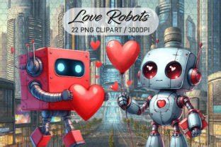 Valentines Day Love Robots Graphic By Sandycreativeart Creative Fabrica