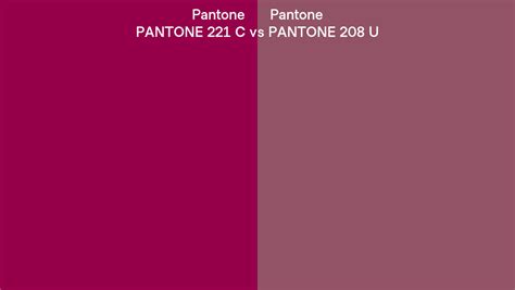 Pantone 221 C Vs Pantone 208 U Side By Side Comparison