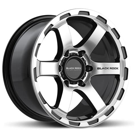 BLACK ROCK GRIP GLOSS BLACK MACHINED FACE 17X9 6X139.7 WHEEL ONLY - CNC Wheels