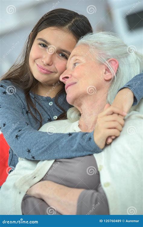 Girl Hugging Her Grandma Stock Image Image Of Mother 120760489