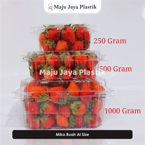 Jual Mika Plastik Buah Stroberi 250gr 500gr 800gr Isi 10 50pcs Mika