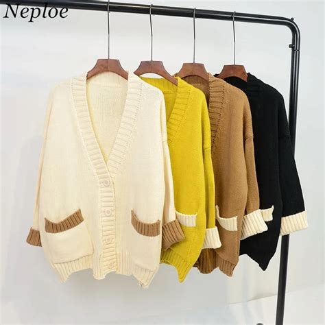 Neploe 2018 Korean Fashion V Neck Women Cardigans Newly Pockets