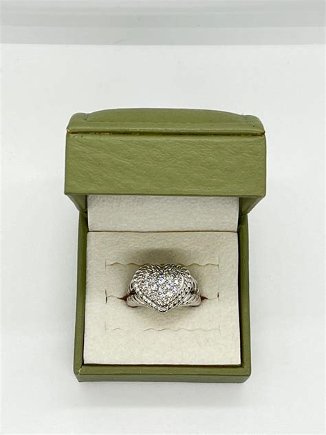 Lotj New In Box Judith Ripka Sterling Diamonique Heart Ring Sz