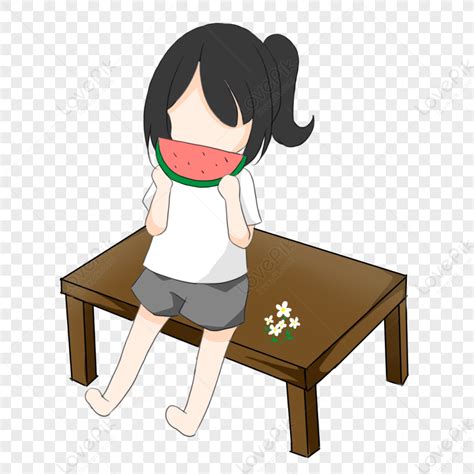 Summer Cute Girl Eating Melon Png Hd Transparent Image And Clipart