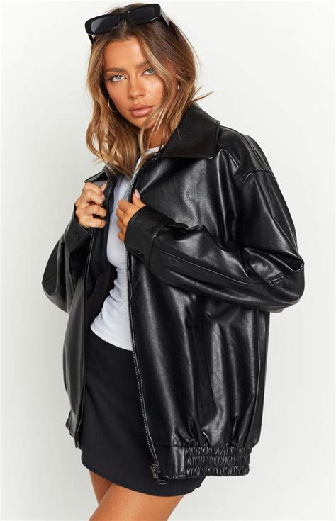 Abbi Pu Black Bomber Jacket Beginning Boutique Us