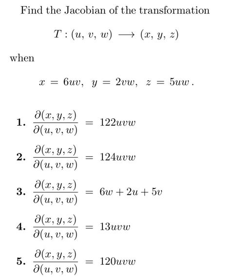 Solved Find The Jacobian Of The Transformation Chegg